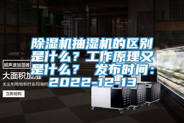 除濕機抽濕機的區(qū)別是什么？工作原理又是什么？ 發(fā)布時間：2022-12-13